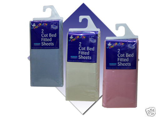 2 x FITTED COTBED /JUNIOR BED SHEETS 100% COTTON GREEN